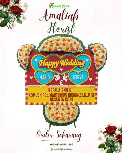 Karangan Papan Bunga Pernikahan di Perum Bersatu